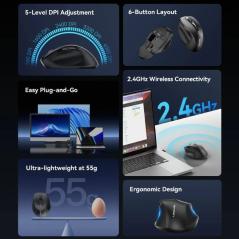 Ratón Ergonómico Inalámbrico Vention KTHB0/ Hasta 4000 DPI
