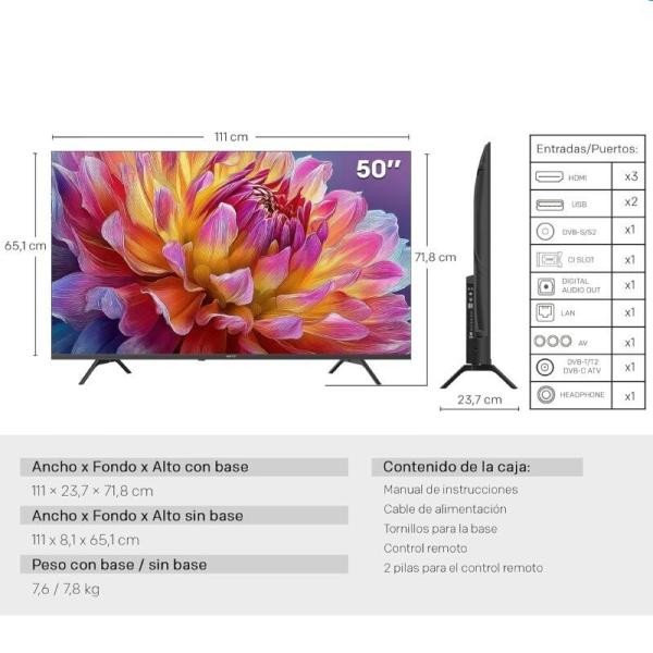 Televisor Metz 50MUF7000Z 50'/ Ultra HD 4K/ Smart TV/ WiFi