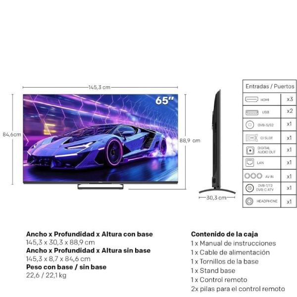Televisor Metz QLED-MiniLED 65MNE8000Z 65'/ Ultra HD 4K/ Smart TV/ WiFi
