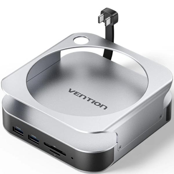 Docking para Mac Mini USB Tipo-C Vention THIHAG/ Ranura SSD M.2/ 4xUSB/ 1xUSB Tipo-C/ 1xDisplayPort 4K/ 1xLector Tarjetas/ 1xJac