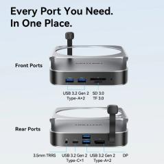 Docking para Mac Mini USB Tipo-C Vention THIHAG/ Ranura SSD M.2/ 4xUSB/ 1xUSB Tipo-C/ 1xDisplayPort 4K/ 1xLector Tarjetas/ 1xJac