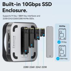Docking para Mac Mini USB Tipo-C Vention THIHAG/ Ranura SSD M.2/ 4xUSB/ 1xUSB Tipo-C/ 1xDisplayPort 4K/ 1xLector Tarjetas/ 1xJac
