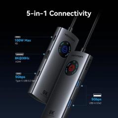 Docking USB Tipo-C Vention TQXHB/ 2xUSB/ 1xUSB Tipo-C/ 1xHDMI/ 1xUSB Tipo-C PD/ Gris