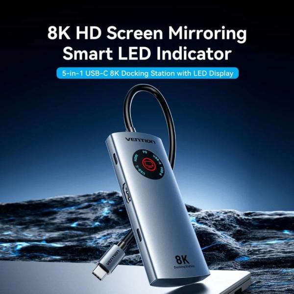 Docking USB Tipo-C Vention TQXHB/ 2xUSB/ 1xUSB Tipo-C/ 1xHDMI/ 1xUSB Tipo-C PD/ Gris