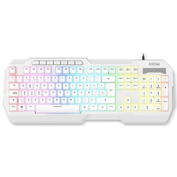 Pack Gaming Krom Kenta/ Teclado RGB + Ratón + Alfombrilla + Auriculares/ Blanco