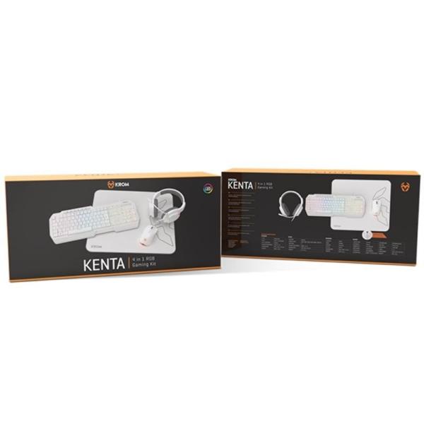 Pack Gaming Krom Kenta/ Teclado RGB + Ratón + Alfombrilla + Auriculares/ Blanco