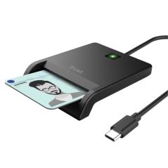 Lector de Tarjetas Inteligentes Trust Primo 26253/ USB Tipo-C/ Negro