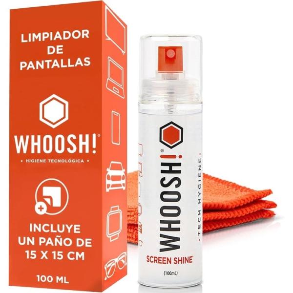 Kit Limpiador de Pantallas Whoosh Kit GO XL WSH003/ Spray 100ml + Paño Microfibra