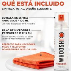 Kit Limpiador de Pantallas Whoosh Kit GO XL WSH003/ Spray 100ml + Paño Microfibra
