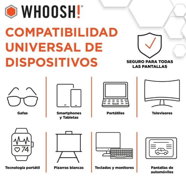 Kit Limpiador de Pantallas Whoosh WSH005/ Spray 500ml + Paño Microfibra