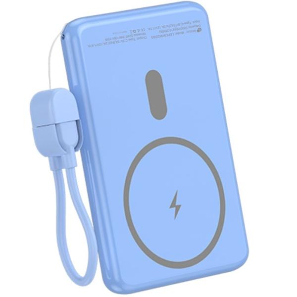 Powerbank 5000mAh Leotec LEPOWW20W5B/ 20W/ Wireless/ Azul/ Incluye Cable USB Tipo-C