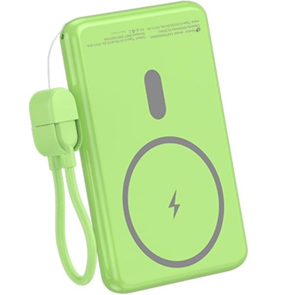Powerbank 5000mAh Leotec LEPOWW20W5G/ 20W/ Wireless/ Verde/ Incluye Cable USB Tipo-C