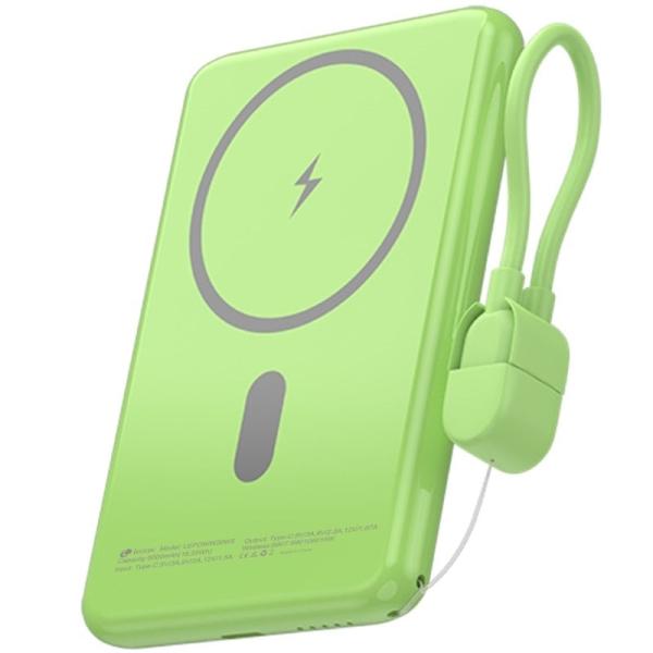 Powerbank 5000mAh Leotec LEPOWW20W5G/ 20W/ Wireless/ Verde/ Incluye Cable USB Tipo-C