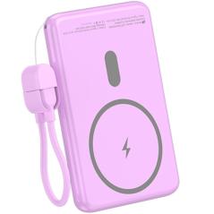 Powerbank 5000mAh Leotec LEPOWW20W5P/ 20W/ Wireless/ Púrpura/ Incluye Cable USB Tipo-C