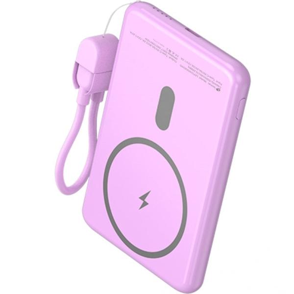 Powerbank 5000mAh Leotec LEPOWW20W5P/ 20W/ Wireless/ Púrpura/ Incluye Cable USB Tipo-C