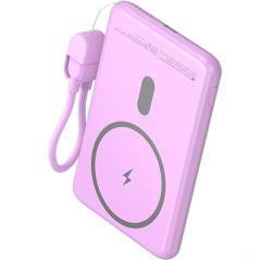 Powerbank 5000mAh Leotec LEPOWW20W5P/ 20W/ Wireless/ Púrpura/ Incluye Cable USB Tipo-C