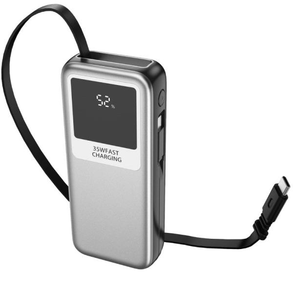 Powerbank 10000mAh Leotec LEPOW35W10S/ 35W/ Plata y Gris/ Incluye Cable USB Tipo-C y Lightning