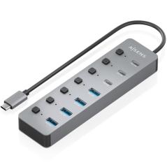 Hub USB Tipo-C 3.2 Aisens ASUC-8P044-GR/ 4xUSB/ 3xUSB Tipo-C/ 1xUSB Tipo-C PD/ Gris