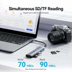Docking USB Tipo-C Vention TPSHB/ 1xHDMI 4K/ 2xUSB/ 2xUSB Tipo-C/ 1xRJ45/ 1xUSB Tipo-C PD/ 1xLector Tarjetas/ Gris