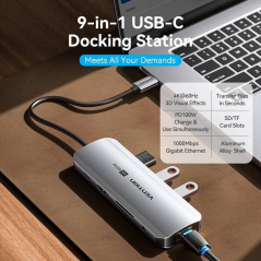 Docking USB Tipo-C Vention TQLHB/ 1xHDMI 4K/ 3xUSB/ 1xUSB Tipo-C PD/ 1xRJ45/ 1xJack 3.5mm/ 1xLector de Tarjetas/ Gris