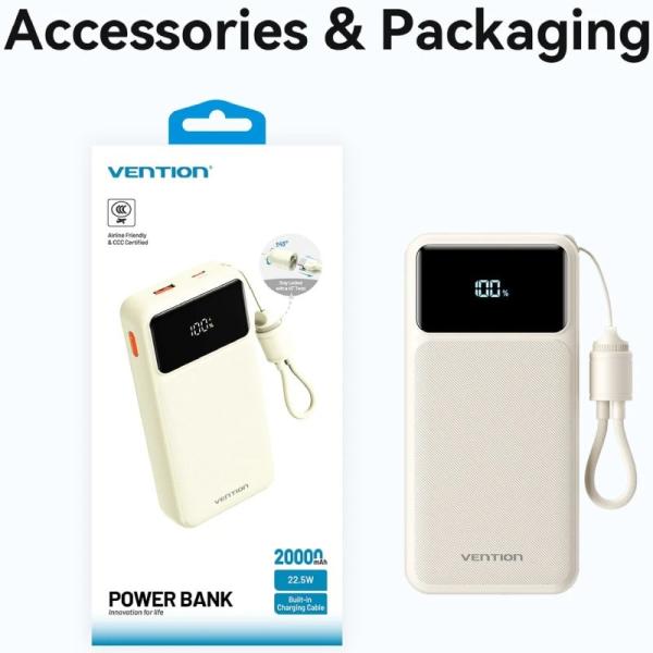 Powerbank 20000mAh Vention XGYL0-40-TY/ 22.5W/ Azul/ Incluye Cable USB Tipo-C