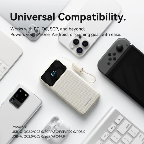 Powerbank 20000mAh Vention XGYP0-40-TY/ 22.5W/ Rosa/ Incluye Cable USB Tipo-C