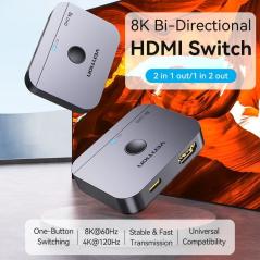Switch Conmutador 8K HDMI 2.1 Bidireccional Vention AKPB0 HDMI Hembra/USB-C Hembra - 2x HDMI Hembra