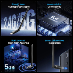 Adaptador USB - WiFi - Bluetooth 5.4 Vention KDXB0/ 900Mbps