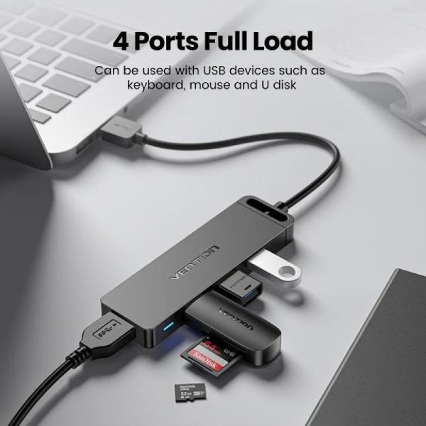 Hub USB 3.0 Vention CHLBB-SCB2/ 4xUSB/ 1xUSB Tipo-C PD