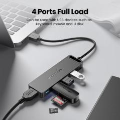 Hub USB 3.0 Vention CHLBB-SCB2/ 4xUSB/ 1xUSB Tipo-C PD