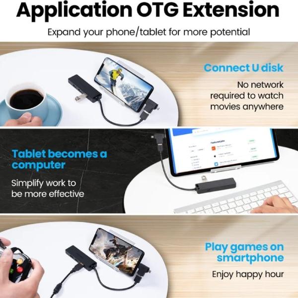 Hub USB 3.0 Vention CHLBB-SCB2/ 4xUSB/ 1xUSB Tipo-C PD