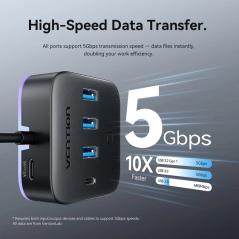 Hub USB 3.0 Vention CHZBC/ 3xUSB/ 1xUSB Tipo-C/ 1xUSB Tipo-C PD