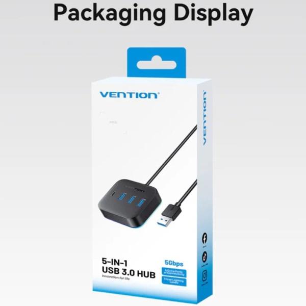 Hub USB 3.0 Vention CHZBC/ 3xUSB/ 1xUSB Tipo-C/ 1xUSB Tipo-C PD