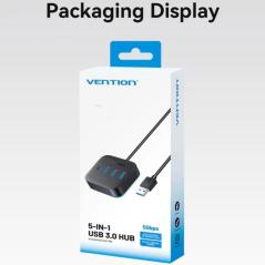 Hub USB 3.0 Vention CHZBC/ 3xUSB/ 1xUSB Tipo-C/ 1xUSB Tipo-C PD