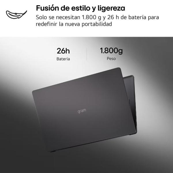 Portátil LG Gram 16UD55U-G.AX55BN Ryzen AI 5 430/ 16GB/ 512GB SSD/ 16'/ Sin Sistema Operativo