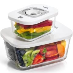 Pack de 2 Recipientes de Cristal Laica VT33060/ con Funcion al Vacio/ Capacidad 0.5 - 1.5L