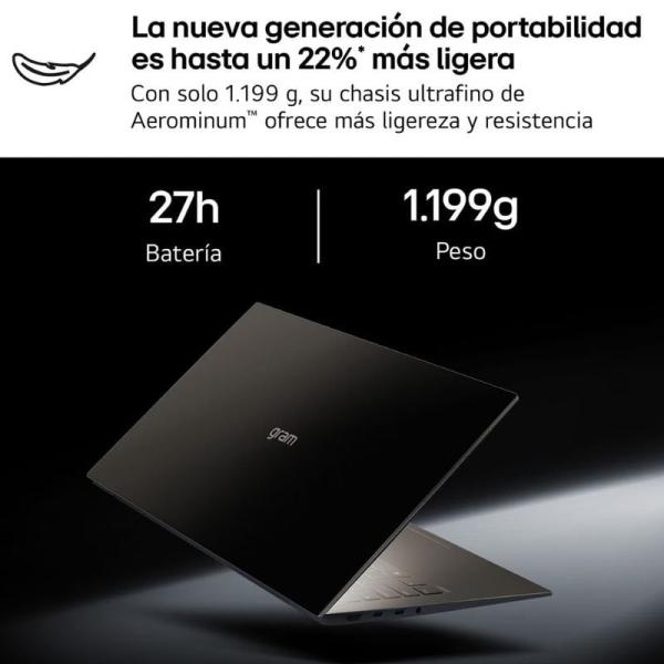 Portátil LG Gram Pro 16Z90U-K.AUB5BN Intel Core Ultra X7-358H/ 32GB/ 512GB SSD/ 16'/ Win11