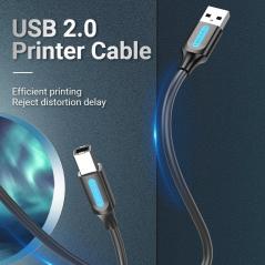 Cable USB 2.0 Impresora Vention COQBN/ USB Tipo-B Macho - USB Macho/ 480Mbps/ 15m/ Negro