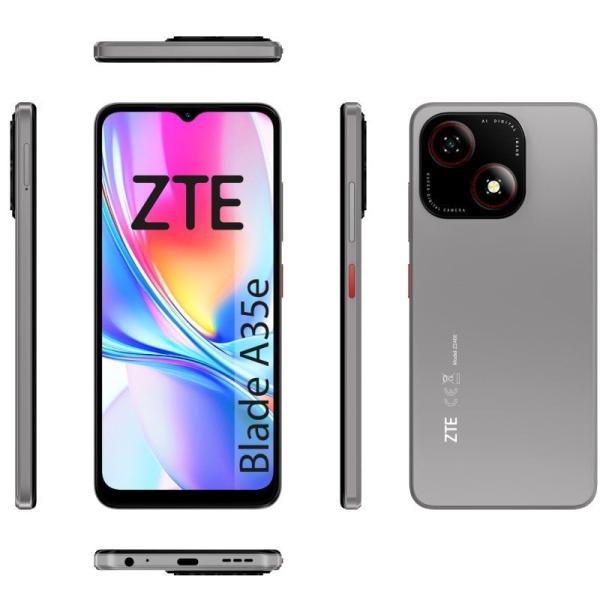 Smartphone ZTE Blade A35E 2GB/ 64GB/ 6.52'/ Gris Oscuro