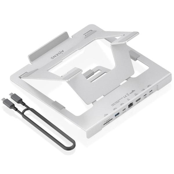 Soporte de Sobremesa - Docking USB Tipo-C Aisens ASUC-7P045-GR/ 1xUSB/ 1xUSB Tipo-C/ 1xHDMI/ 1xRJ45/ 1xLector de Tarjetas/ 1xUSB