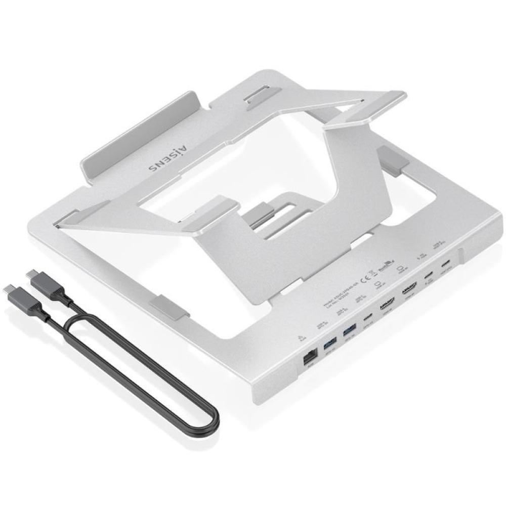 Soporte de Sobremesa - Docking USB Tipo-C Aisens ASUC-7P046-GR/ 2xUSB/ 1xUSB Tipo-C/ 2xHDMI/ 1xRJ45/ 1xUSB Tipo-C PD/ Gris