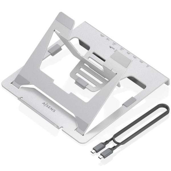 Soporte de Sobremesa - Docking USB Tipo-C Aisens ASUC-7P046-GR/ 2xUSB/ 1xUSB Tipo-C/ 2xHDMI/ 1xRJ45/ 1xUSB Tipo-C PD/ Gris