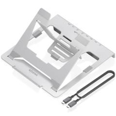 Soporte de Sobremesa - Docking USB Tipo-C Aisens ASUC-7P046-GR/ 2xUSB/ 1xUSB Tipo-C/ 2xHDMI/ 1xRJ45/ 1xUSB Tipo-C PD/ Gris