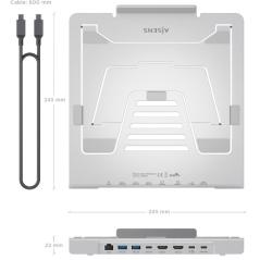 Soporte de Sobremesa - Docking USB Tipo-C Aisens ASUC-7P046-GR/ 2xUSB/ 1xUSB Tipo-C/ 2xHDMI/ 1xRJ45/ 1xUSB Tipo-C PD/ Gris