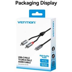 Cable Estéreo Vention BIKHH/ USB Tipo-C Macho - 2x RCA Macho/ 2m/ Gris