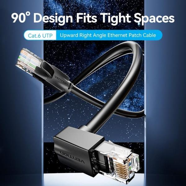Cable de Red RJ45 UTP Vention IBVBJ Cat.6/ 5m/ Acodado 90º/ Negro