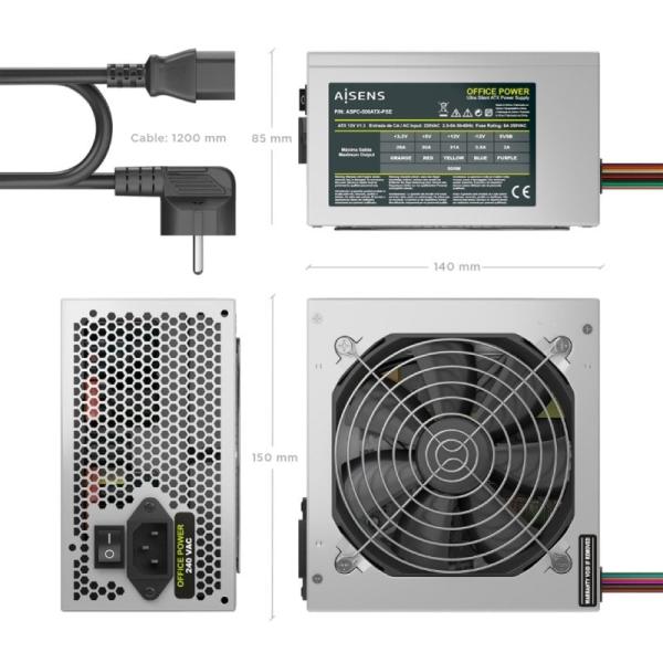 Fuente de Alimentación Aisens ASPC-500ATX-PSE/ 500W/ Ventilador 12cm