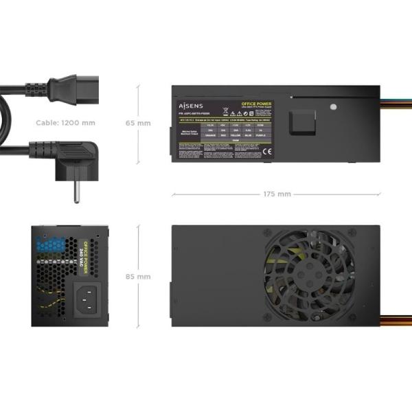 Fuente de Alimentación TFX Aisens ASPC-500TFX-PSEBK/ 500W/ Ventilador 8cm