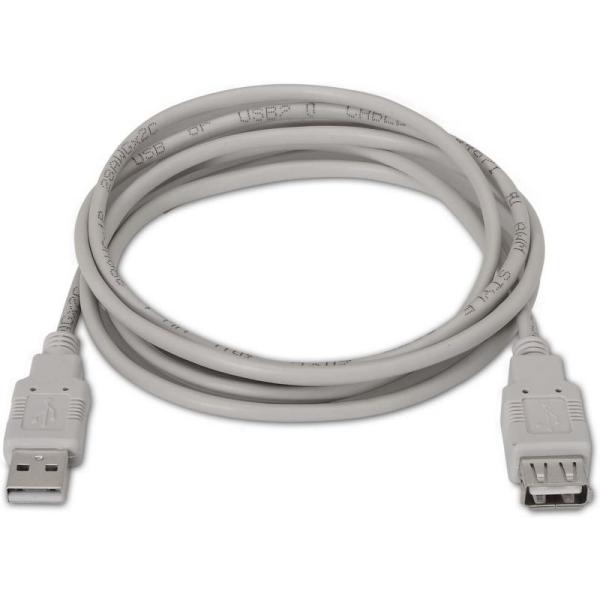 Cable Alargador USB 2.0 Aisens A101-0013/ USB Macho - USB Hembra/ 1.8m/ Beige - Imagen 2
