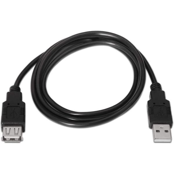 Cable Alargador USB 2.0 Aisens A101-0015/ USB Macho - USB Hembra/ 1m/ Negro - Imagen 2
